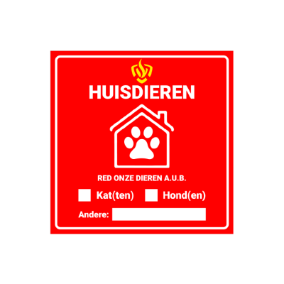 Huisdieren sticker brandweer - Afmeting 75 x 75 mm